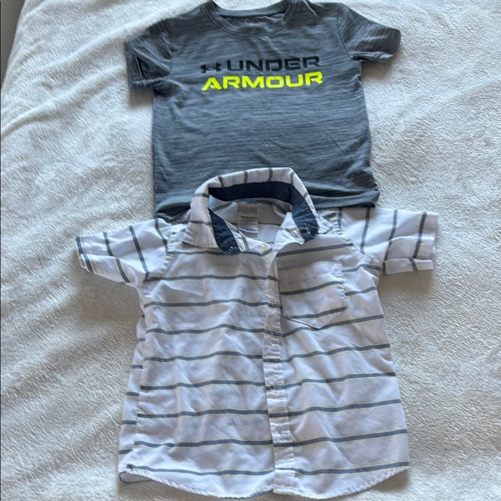 Kids  Gray Kids T-Shirt and button down shirt